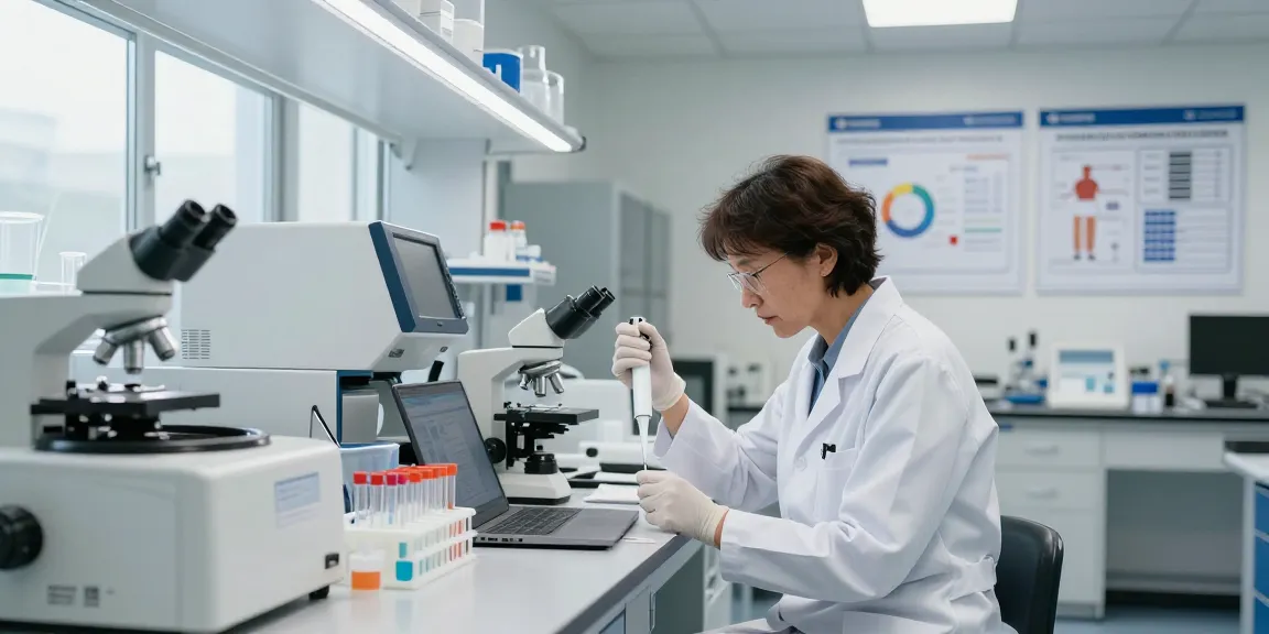 Research on Retatutide in a bright health lab with a scientist examining samples.